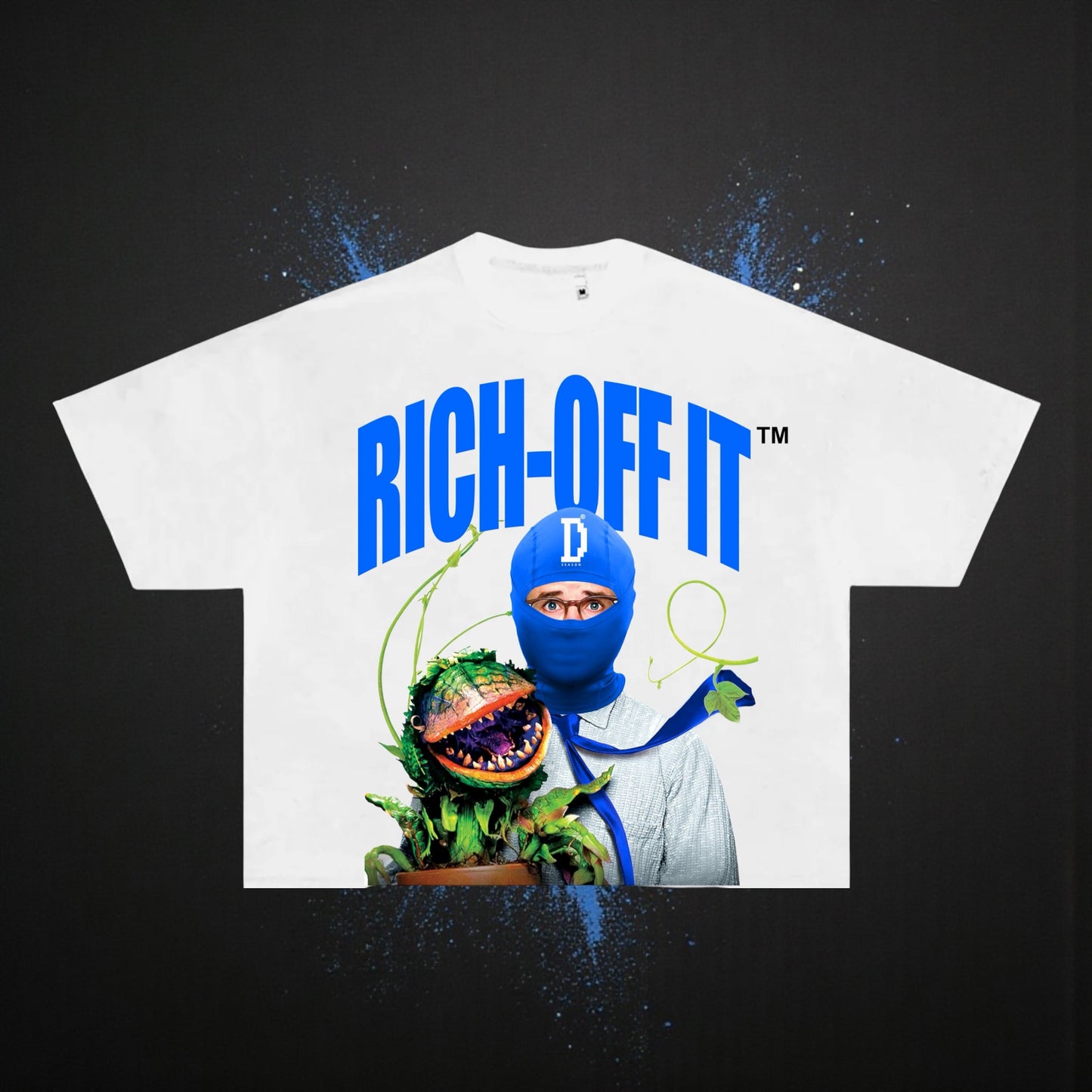 Rich-Off It Digital Shop Of Horror Boxy Crop Tee - Blue On(White)