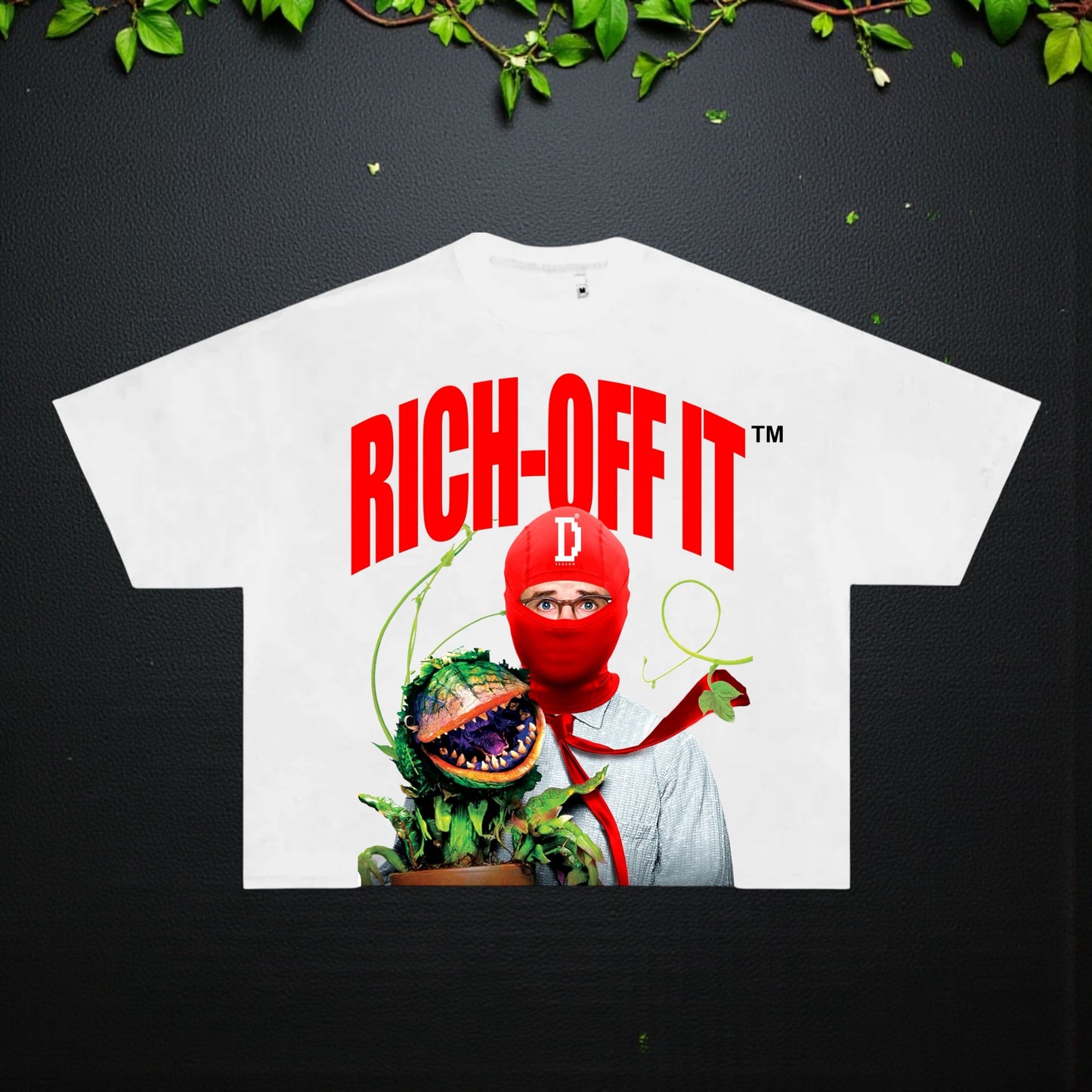 Rich-Off It Digital Shop Of Horror Boxy Crop Tee - Red On(White)