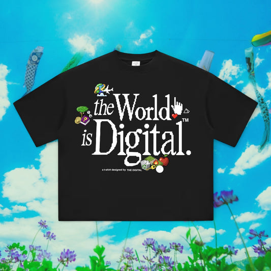 The World Is Digital Boxy Crop Tee(Black)