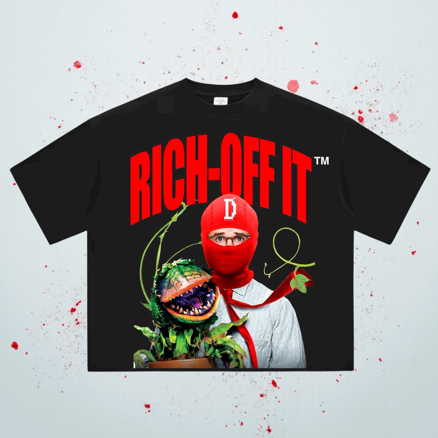 Rich-Off It Digital Shop Of Horror Boxy Crop Tee - Red On(Black)