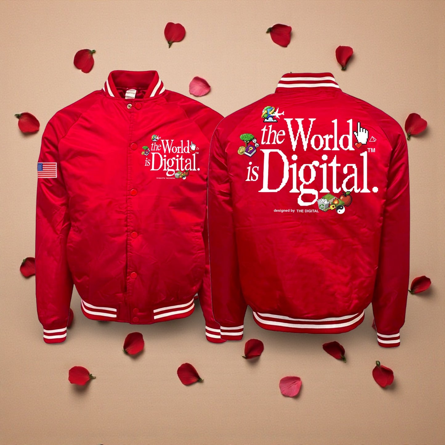 The World Is Digital Bomber Jacket (Red)