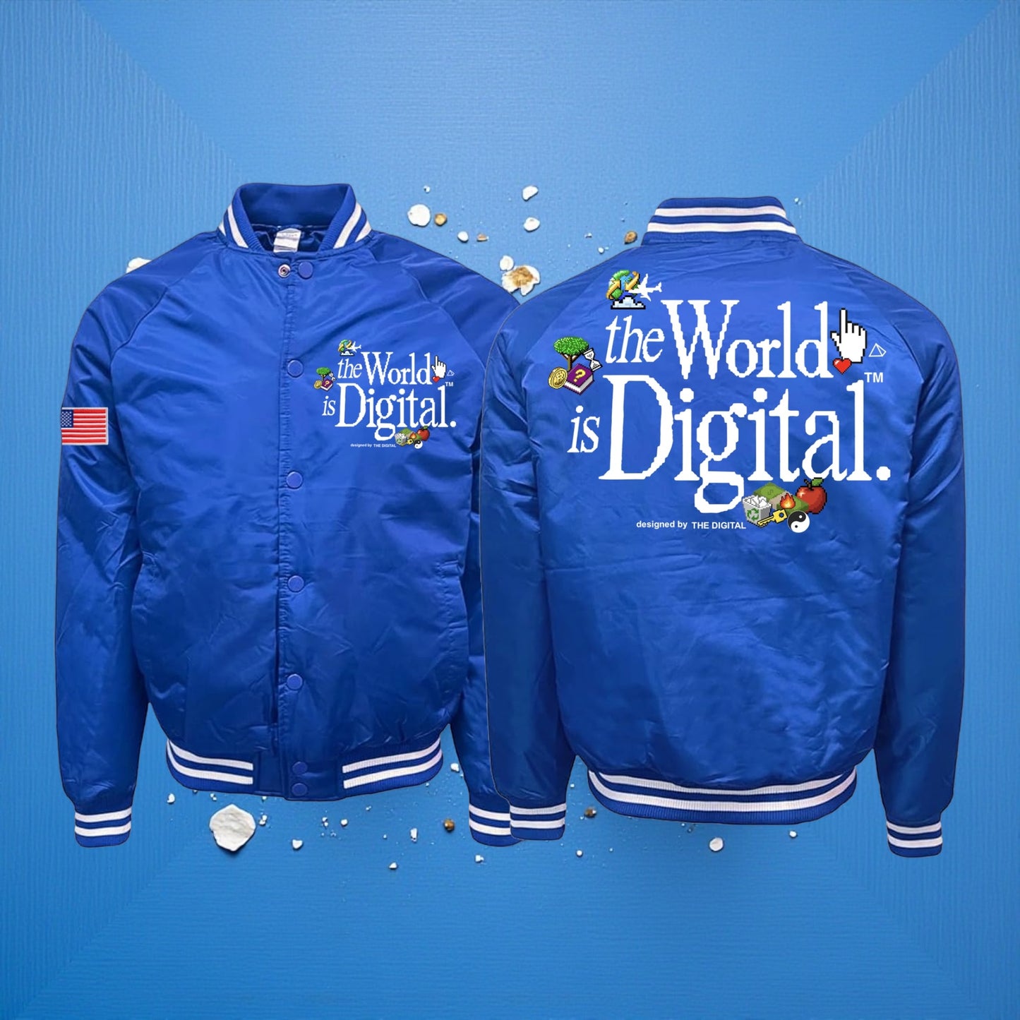 The World Is Digital Bomber Jacket(Blue)