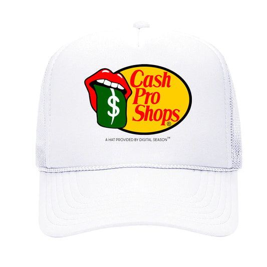 The Digital White Cash Pro Shop Trucker Hat
